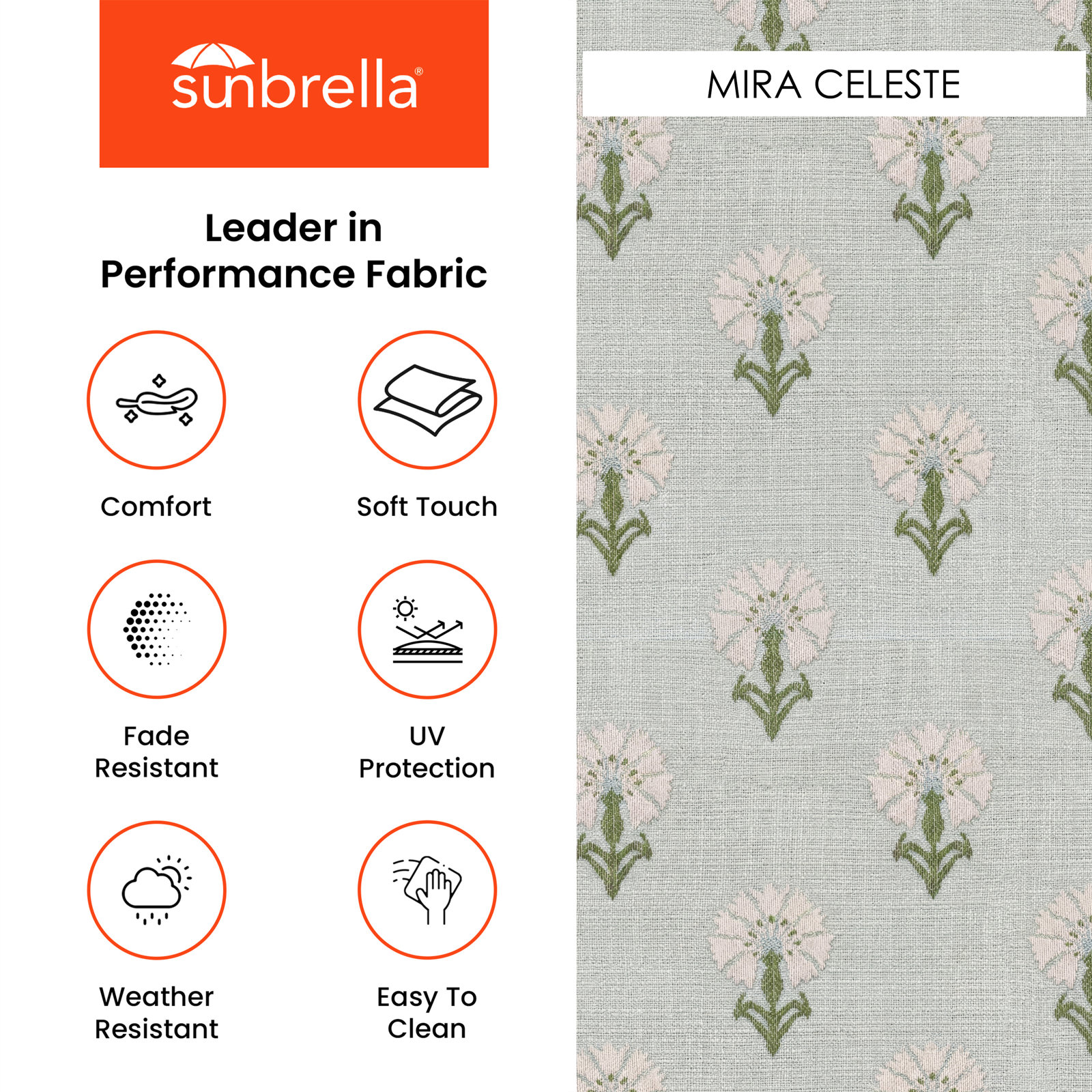 Amala 22" Sunbrella® Seat and Back Cushion, Sunbrella Mira Celeste