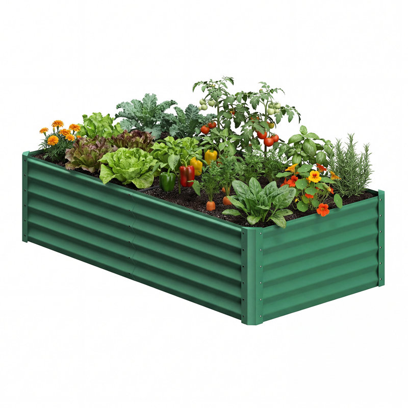 Seiter 6X3x2ft Metal Outdoor Raised Garden Bed with gloves,Black, Black, 24" H x 72" W x 36" D