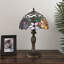 Lampe de table Linslade Tiffany avec vitrail orange rouge et fleurs à DEL avec ampoule incluse l 12 po x P 12 po x H 19 po