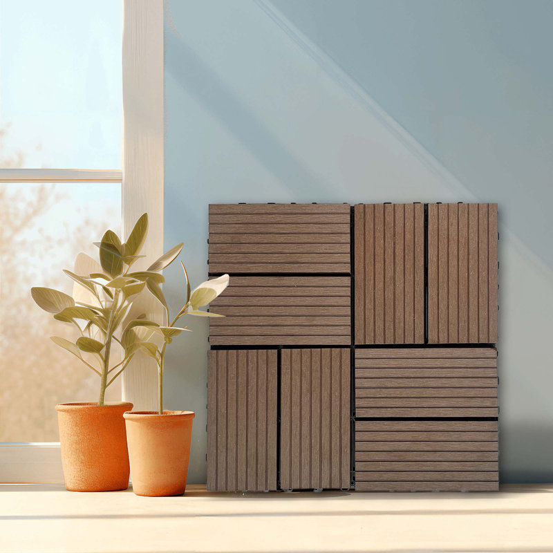 Ensemble de tuiles de terrasse en bois et en plastique composite de 20 pièces, Espresso