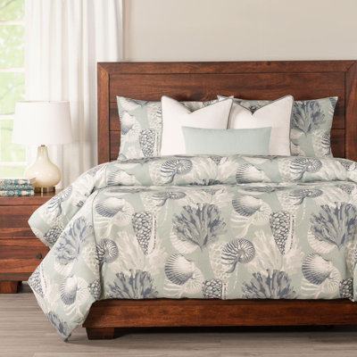 Ocean Blue Seashell Print Duvet Cover & Insert Set
