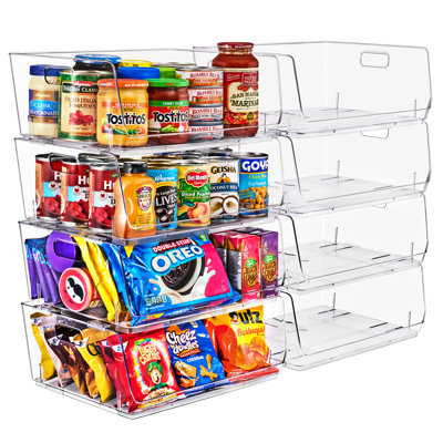 Sorbus 2 Pack Large Open Front Clear Stackable Fridge Storage Bins