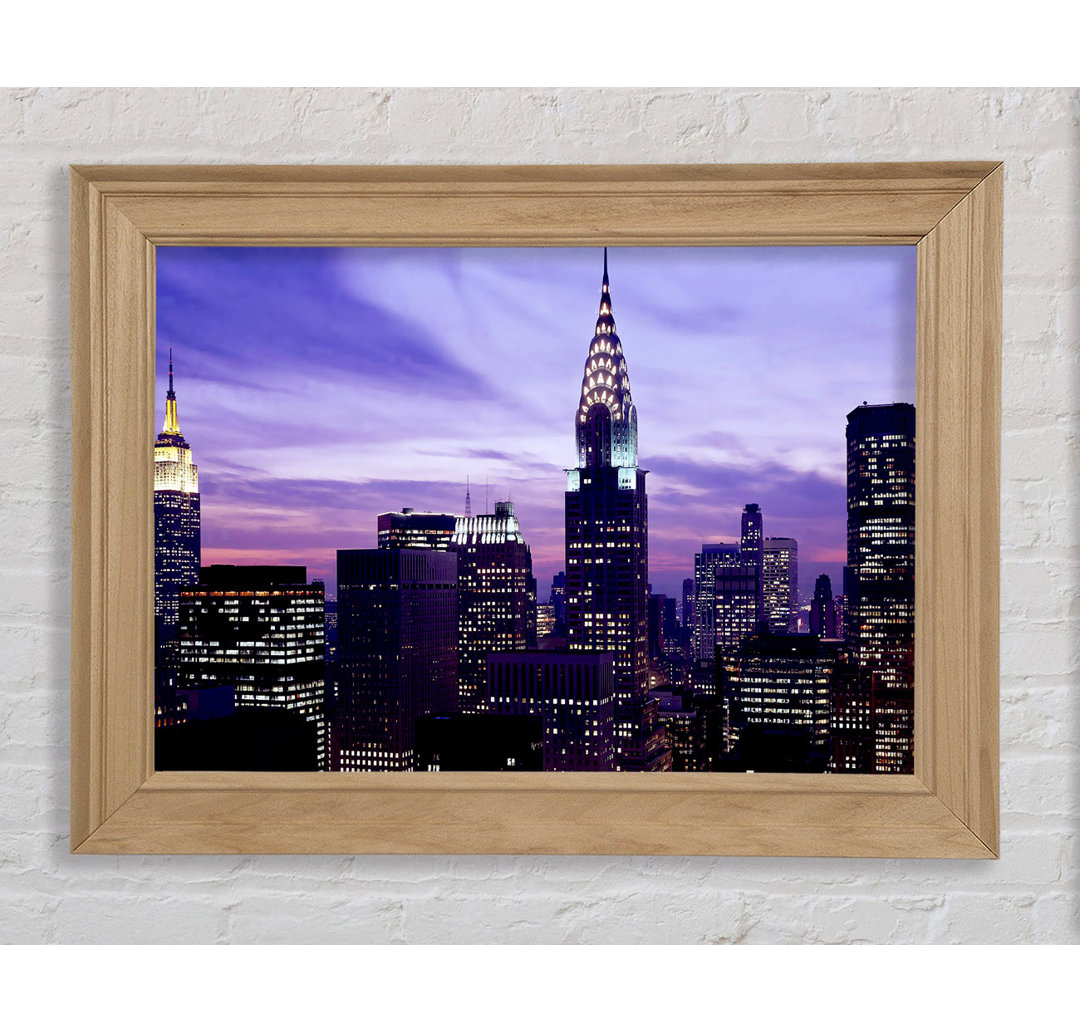 Empire State Building Purple Skys - Einzelne Bilderrahmen Kunstdrucke