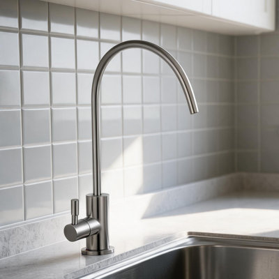 Brushed Nickel High-Arch Stainless Steel Filter Faucet, Designed For Lead-Free Drinking Water With A Solid Brass Valve Core, Reverse Osmosis Model Suitable For Kitchen Sinks, Bars, And Cafes.