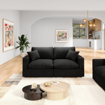 2-Seater Modular Sectional Sofa Comfy Cloud Couch for Living Room, Modern Upholstered Modular Sectional Sofa Convertible Deep Seat Sofa, Removable & W by Latitude Run