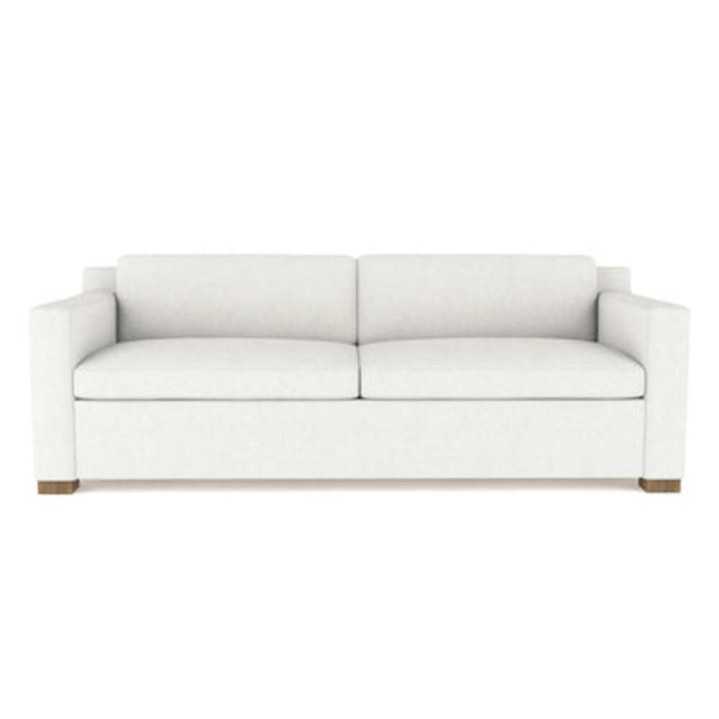 Causeuse Mercer, H 33,5 po x l 72 po x P 39 po, Velours moelleux blanc, Patiné
