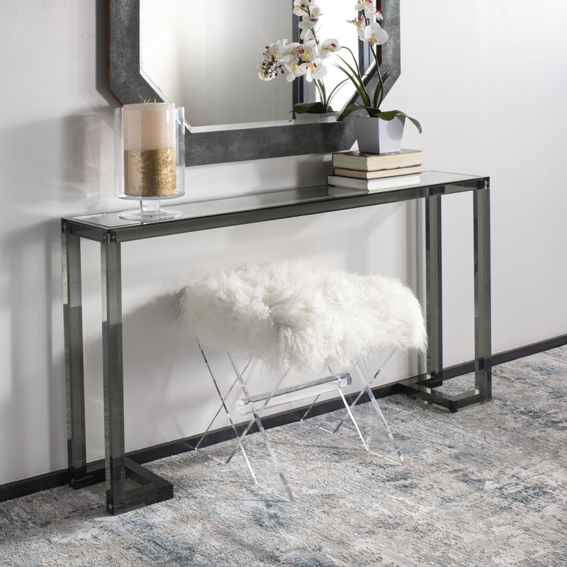 Brockham 52'' Glass Top Console Table, Black