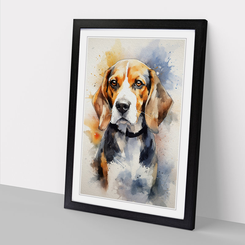 Beagle Gestural Art - Framed Print, Black Framed, 34cm H x 25cm W