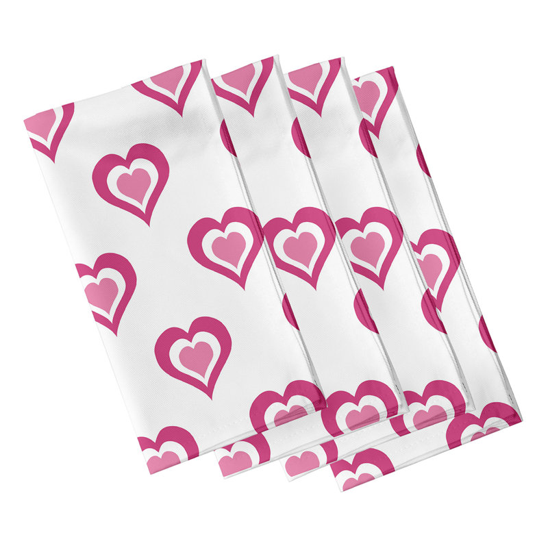 Ensemble de serviettes 4 pièces Saint-Valentin, L 18 po x L 18 po, Fuchsia