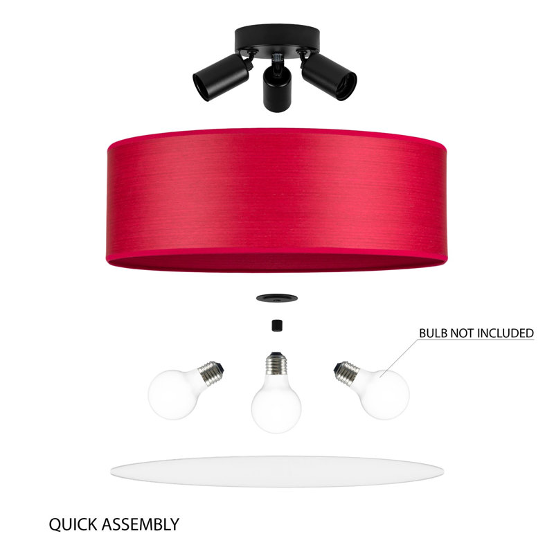 Trece Solid Wood Flush Mount, 20cm H x 45cm W x 45cm D, Red