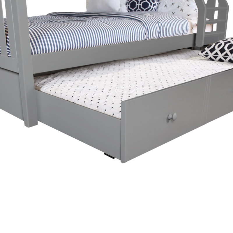Ravenwood Kids Bunk Bed with Trundle, Gray, Full over Full
