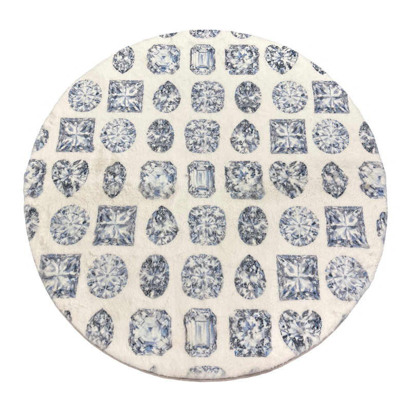 Geometric Area Rug, Round 8', Dove