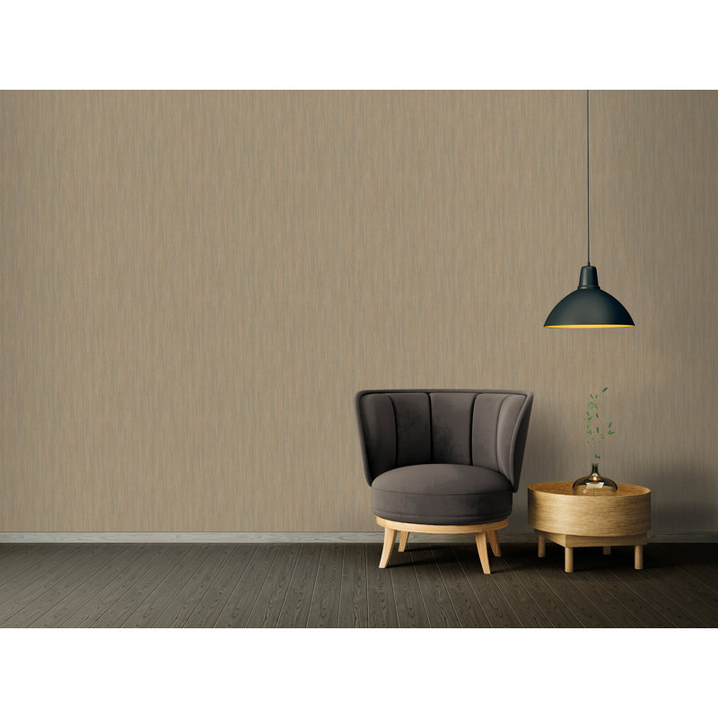Farrar 10.05m x 53cm Textured Wallpaper Roll, Brown and metallic