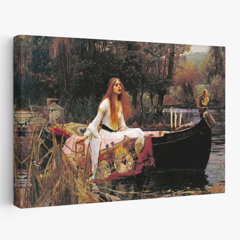 La Dame de Shalott, 1888 - Art figuratif de bateaux, H 16 po x l 24 po