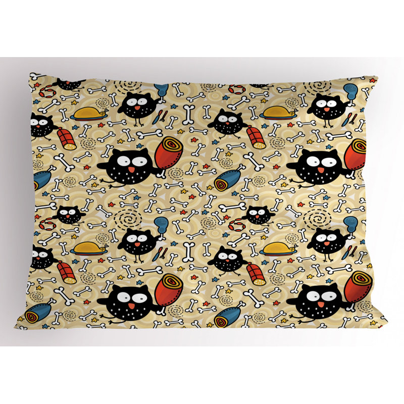 Black/Blue/Red Poyester Microfiber Piece Sham, Twin