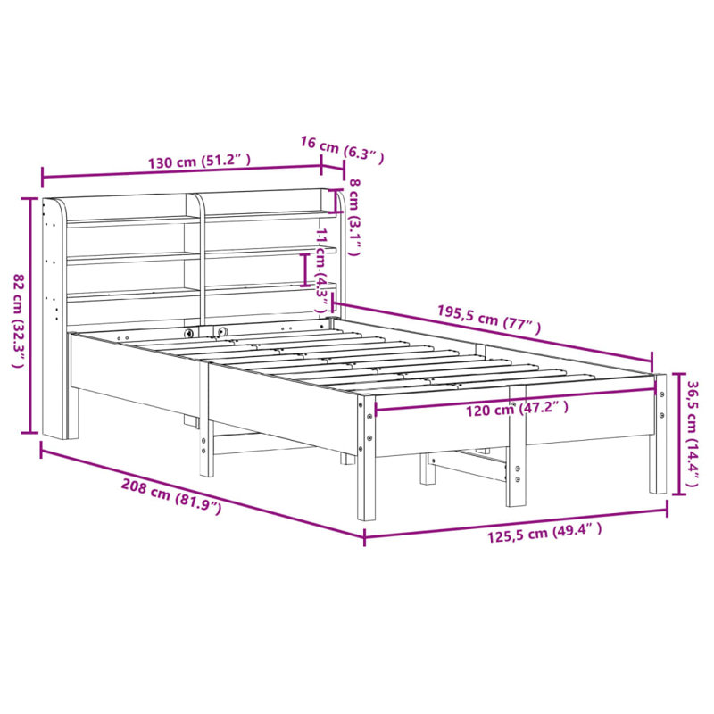 Storage Bed, Small Double (4'), Wax Brown