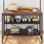 Îlot de cuisine avec rangement, table pour îlot de cuisine avec sièges Bakers Rack Four à micro-ondes avec tablette de rangement à 3 niveaux pour salle à manger et salon