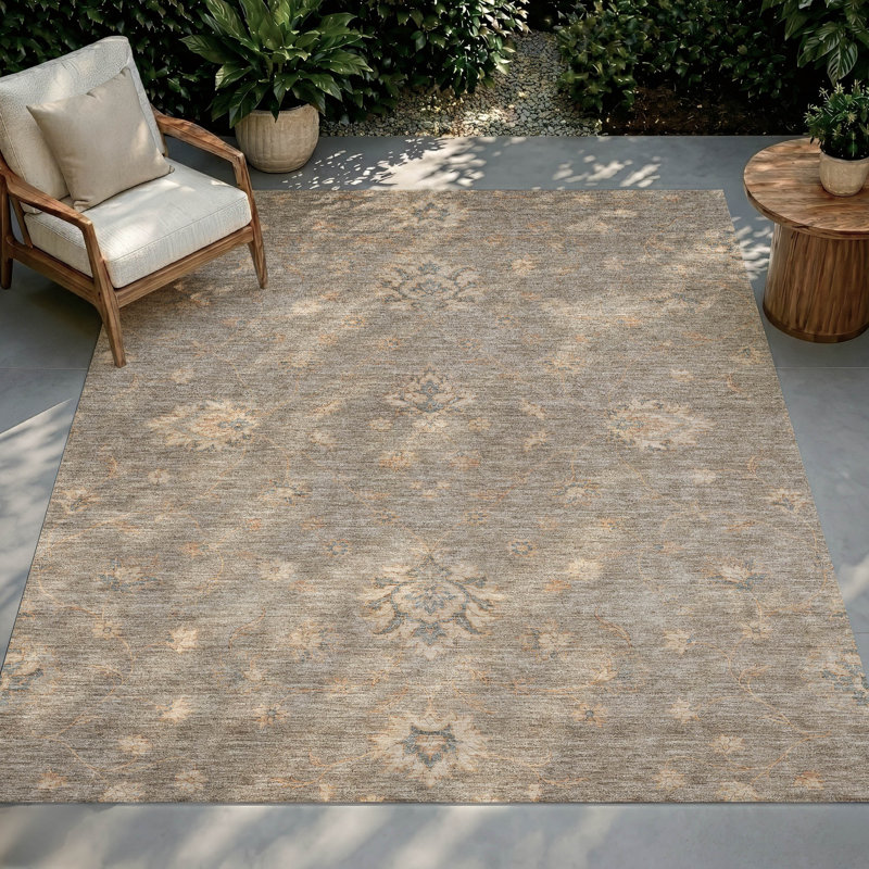 Tapis Chantille ACN3076 Global, lavable à la machine, intérieur/extérieur, Taupe, 10 pi x 14 pi
