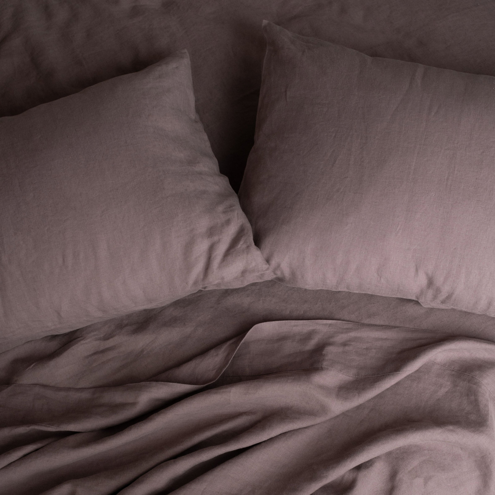 100% French Linen Sheet Set, Clove, Twin Sheet Set with 1 Pillowcase
