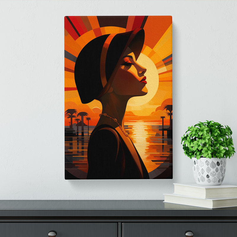 Art Deco Sunset Neo-Plasticism - Wrapped Canvas, 60cm H x 40cm W x 3cm D