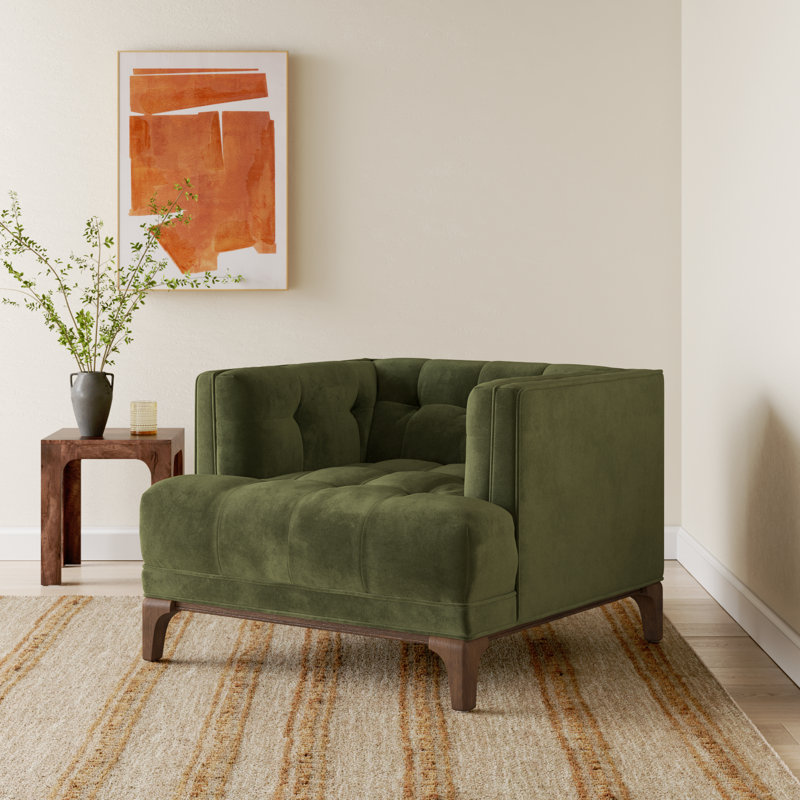 Bari Upholstered Armchair, Sapphire Olive Polyester Blend