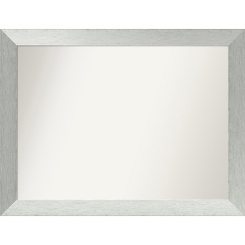 Miroir de salle de bain mural en argent brossé sans cadre, Rectangle, 26 po x 34 po