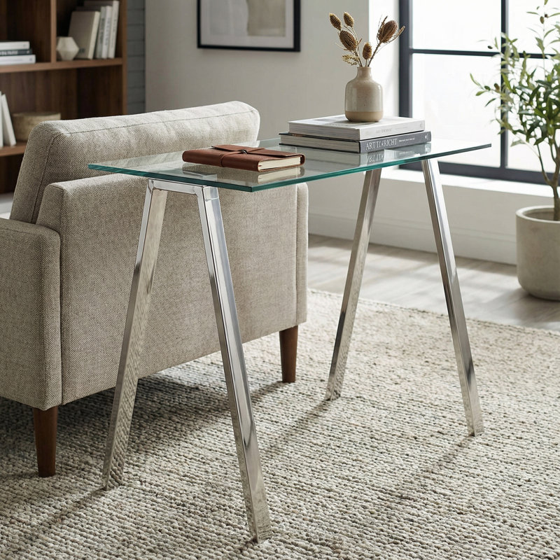 Sefield Glass Stainless Steel Writing Desk