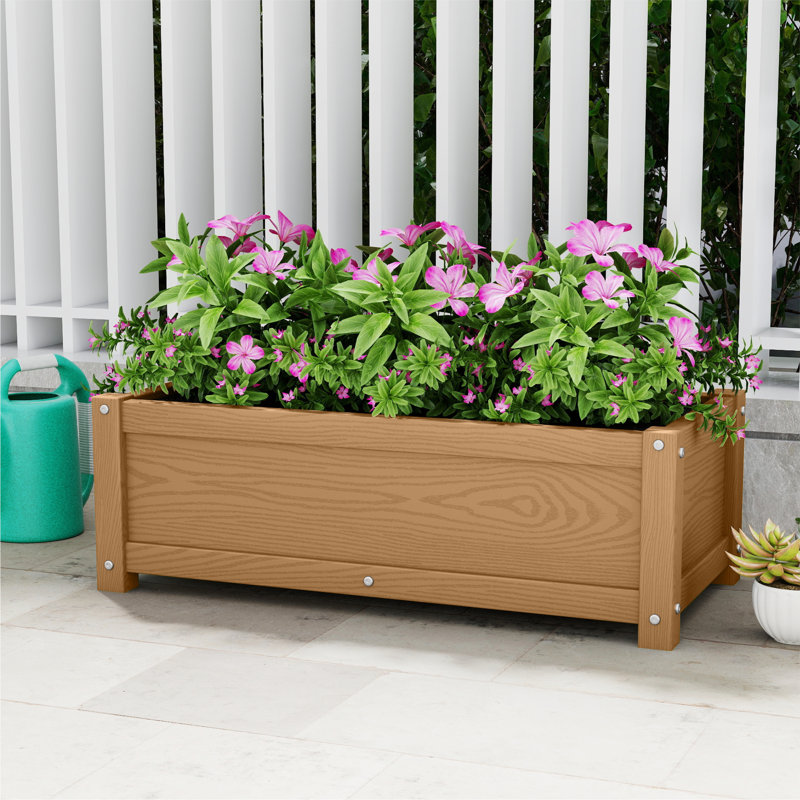 HIKHDPE Planter Box Indoor Outdoor Use Garden Bed for Vegetables, Fruits,Herbs, Brown