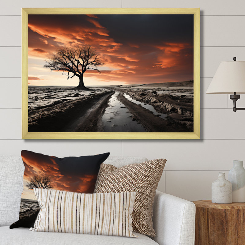 «Sky Dreams Of Infinitive Road II», reproduction sur toile, H 16 po x l 32 po x P 1 po, Cadre doré à une seule photo