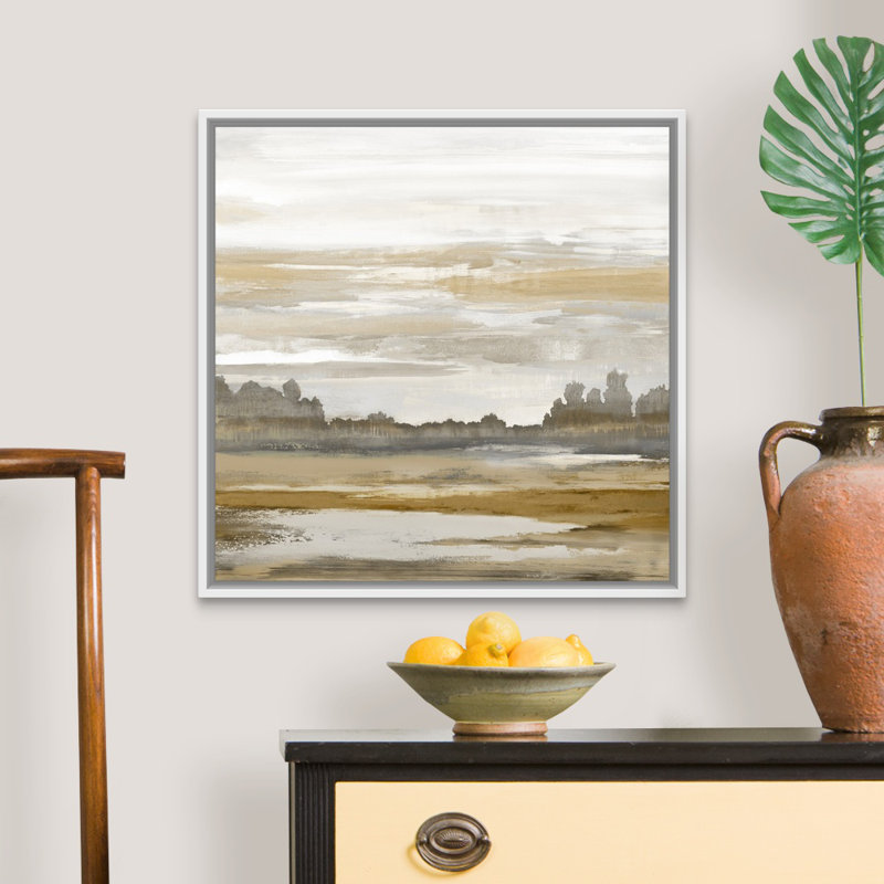 Reproduction d’art sur toile, "Landscape abstract" par David Moore, H 26 po x l 26 po x P 1,75 po, Cadre blanc