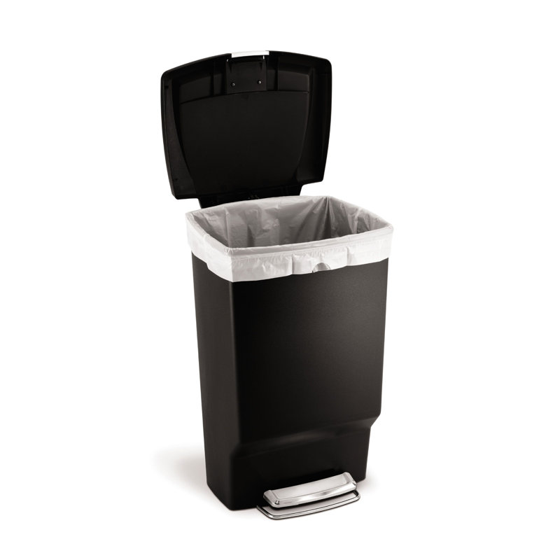 Simplehuman 45L Plastic Rectangular Pedal Bin, Black