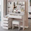 Table de meuble-lavabo gauche 41 po avec siège rembourré. Miroir à DEL réglable 3 couleurs, 2 ports AC +. Commode blanche de style américain., Coiffeuse de chevet Ul. Miroir à commande tactile, tabouret. Conception américaine.