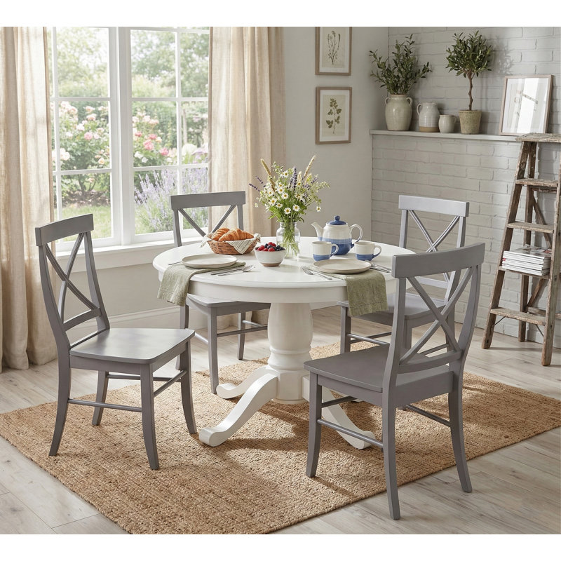 Josanna 4 - Person Pedestal Dining Set, Gray, White