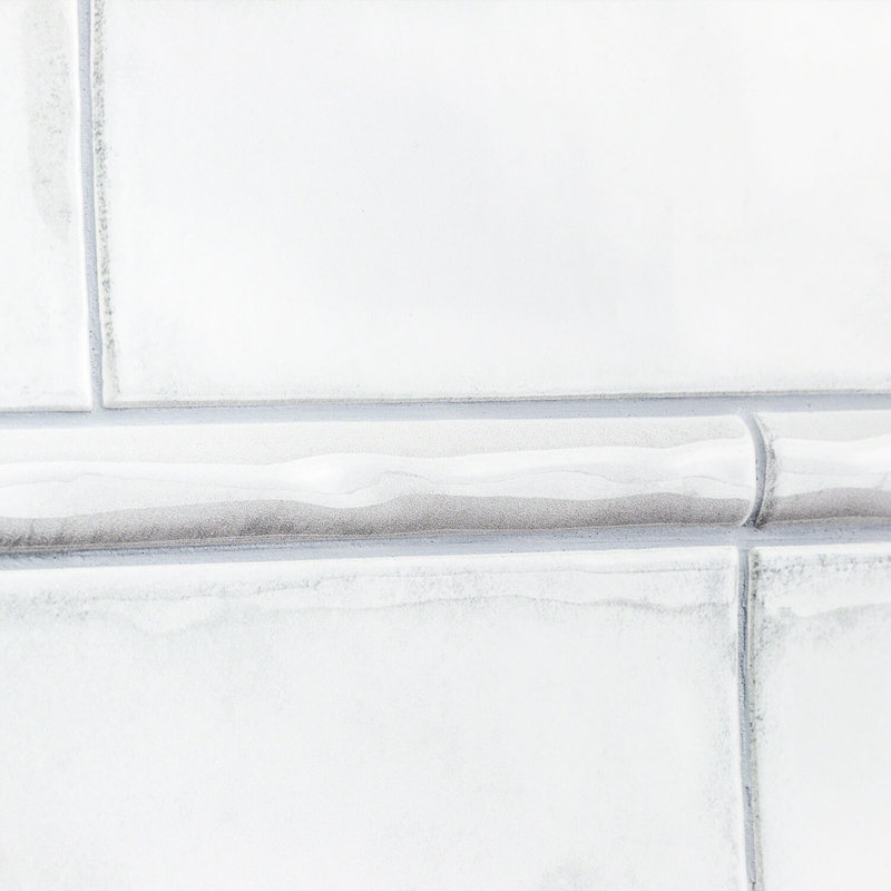 Moze White 0.75 in. x 12 in. Polished Ceramic Pencil Liner