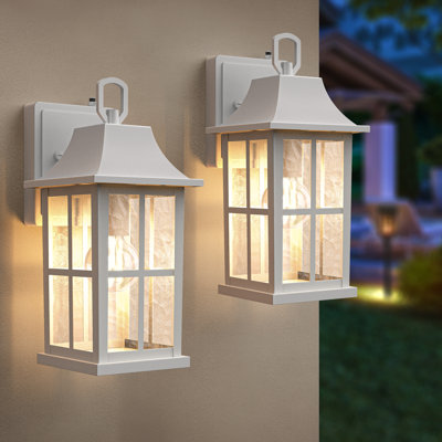 Lanterne murale d'extérieur 1 lumière en verre martelé ETL avec crépuscule à l'aube Zanyla