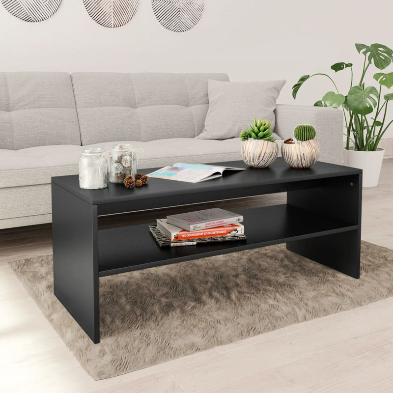 Engineered wood Frame Single Coffee Table with Storage, Black
