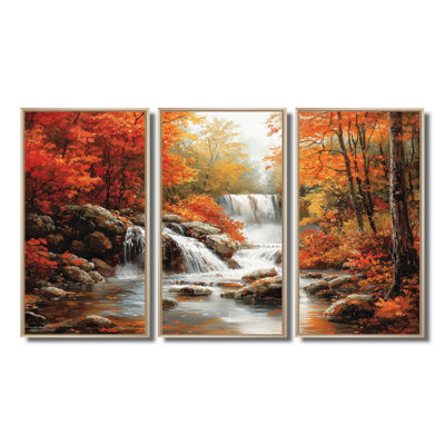 Ensemble de salon art mural orange automne