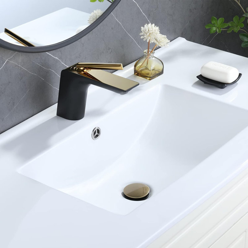 Drain bouchon de lavabo de salle de bain avec trop-plein, Or brossé