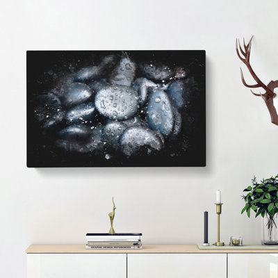 Black Pebbles - Wrapped Canvas Print