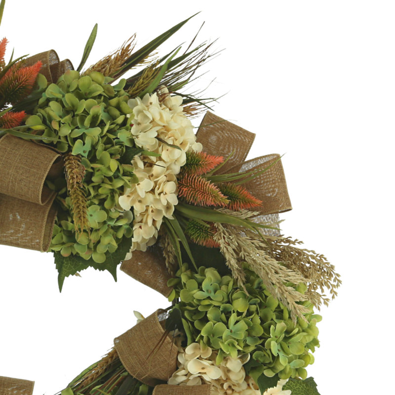 Handcrafted Faux Hydrangea Wood 26'' Wreath