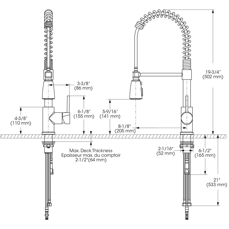 Keeney Professio Pull Down Kitchen Faucet, Matte Black