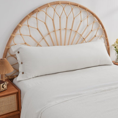 Linen Body Pillowcase With Button - 1 Pack 20"X 54" Body Pillow Cover, Bed Flax Linen Cotton Blend Body Pillow Sham Breathable Cooling Long Decorative Pillow Case Cream Colour