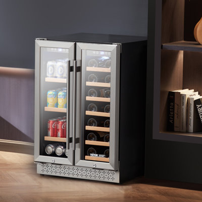 Wine and Beverage Refrigerator 24 in Dual Zone Wine Cooler with Glass Doors on Fridge.com