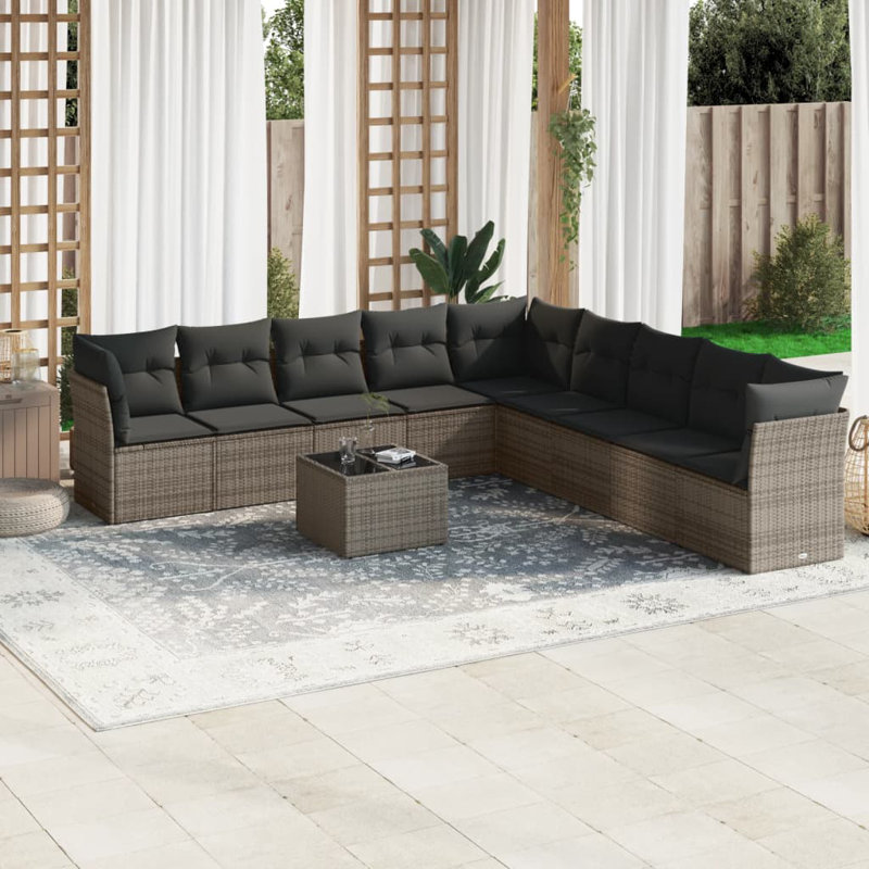 Ensemble de canapé de jardin en rotin PE 10 pièces Vidaxl