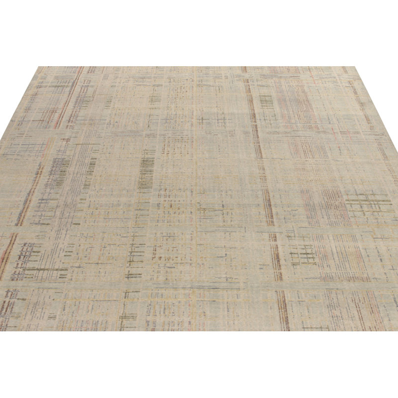 Distressed Homage Hand Knotted Wool Abstract Area Rug, Rectangle 5' x 8'