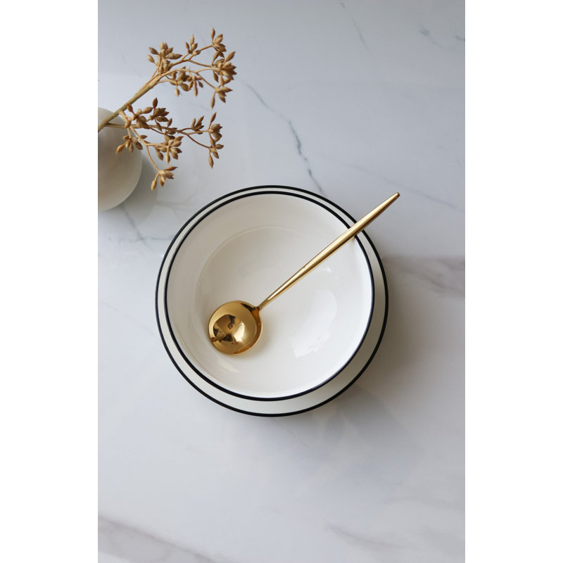 "The Minimalist Collection" White with Black Rim - Large Bowl 7"