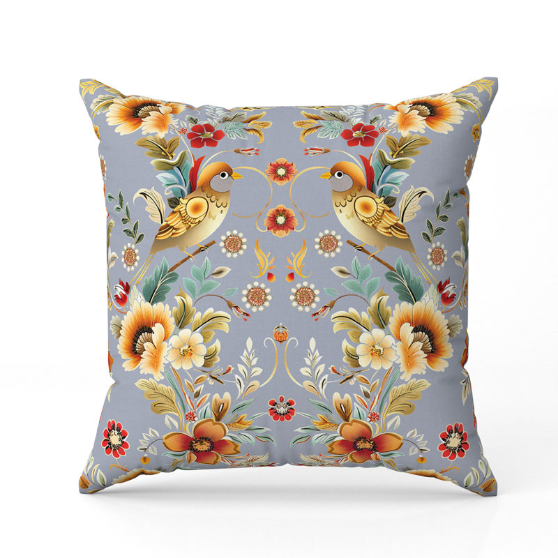 Coussin Folk Garden Whispers, Rouge / Orange, H 26 po x l 26 po