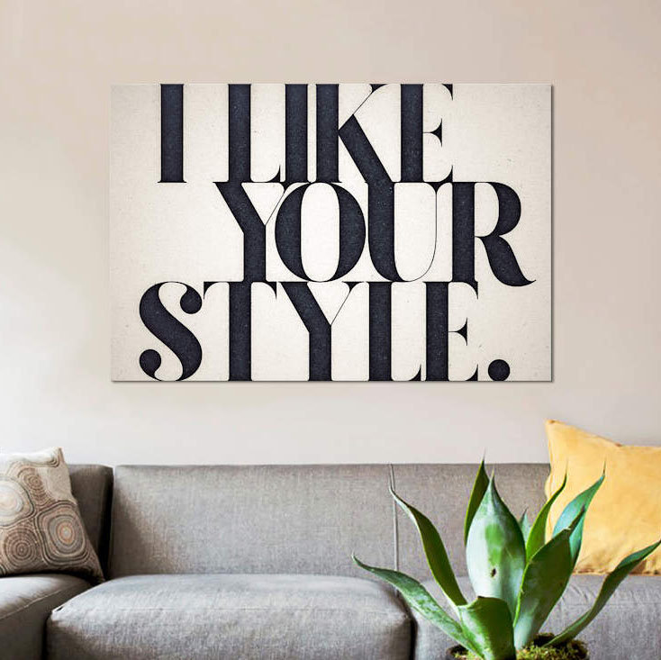 «Like Your Style», art textuel sur toile, H 8 po x l 12 po x P 0,75 po, Toile tendue