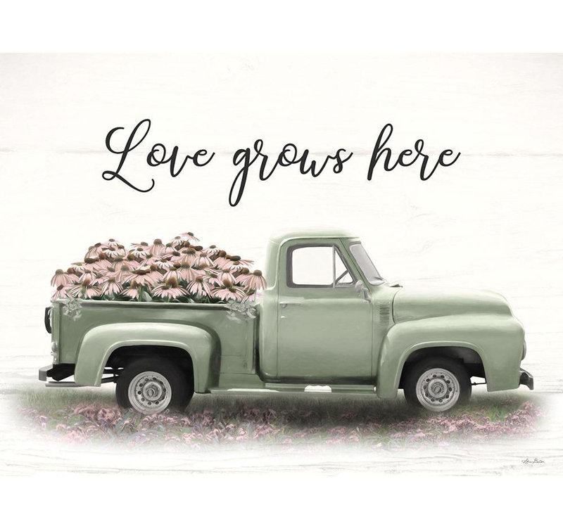 «August Grove® Deiter, Lori Gallery», art sur toile tendue: «Sage Blush Truck», H 15 po x l 18 po