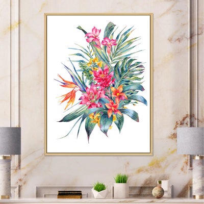 Bouquet de fleurs rouges tropicales - peinture sur toile